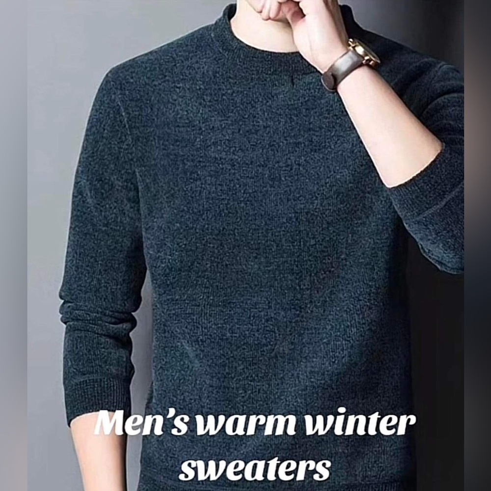 Men's Crew Neck Sweater Slim Fit Lightweight .
